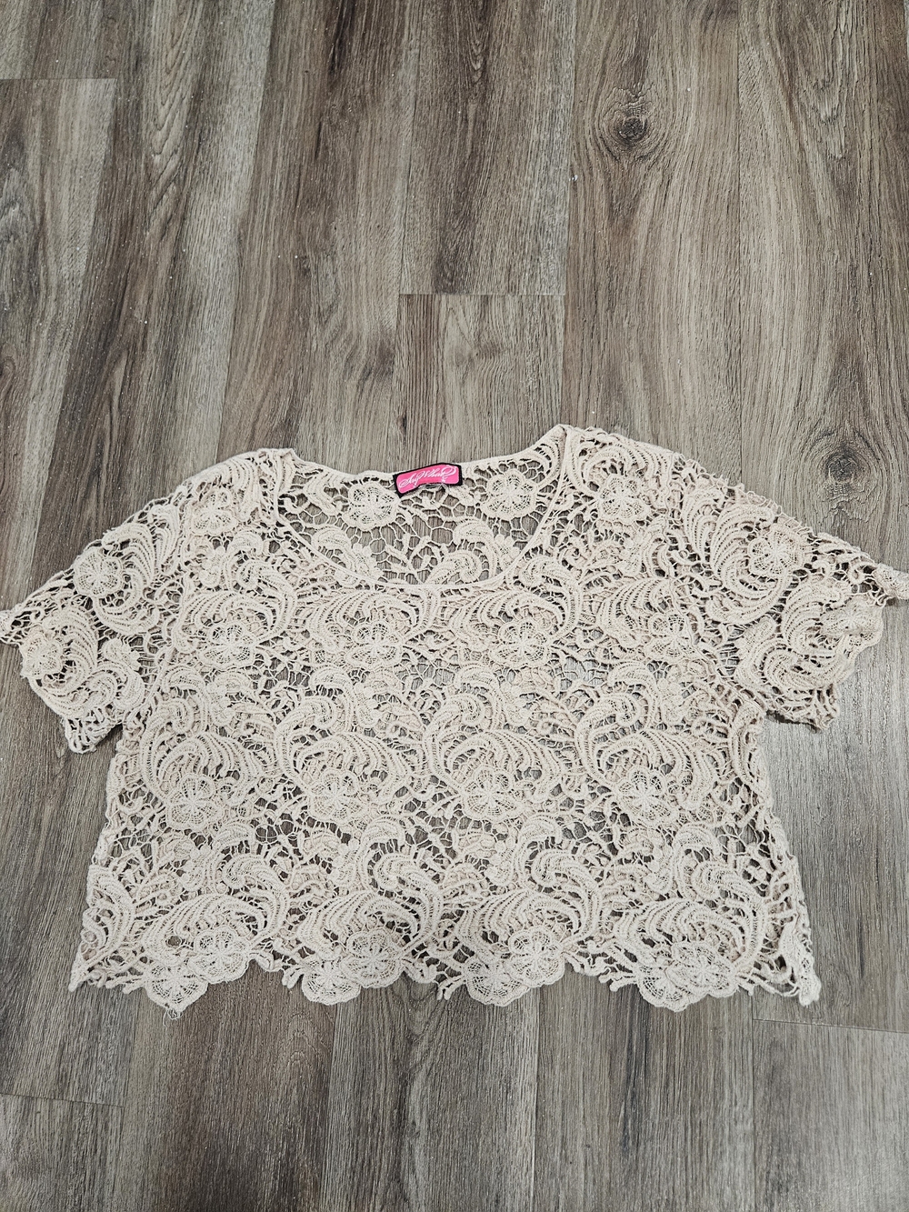 Say What? Beige Crochet Lace Crop Top